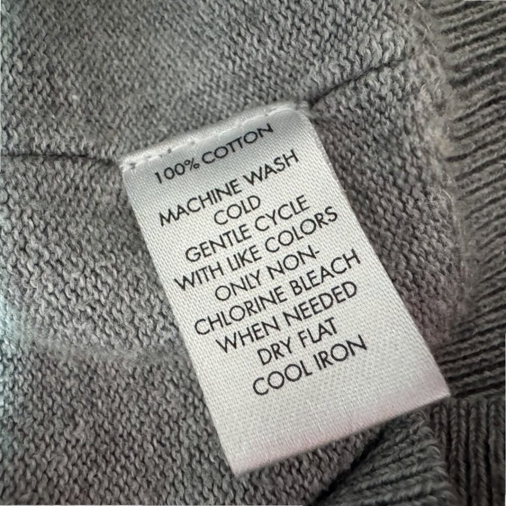 CALVIN KLEIN Skull Quote Evening Shadow With Thee I Go 100% Cotton Gray Sweater - Picture 4 of 5